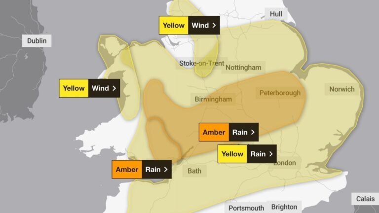 “Amber Alert: Storm Claudia Threatens UK with Heavy Rain”
